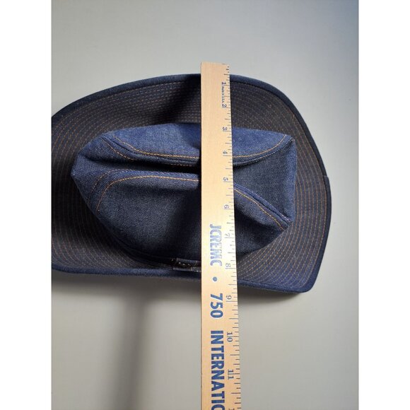 Vtg The Rustler Denim Cowboy Hat X-Large Western Men's Union Made Blue Retro - Picture 11 of 12